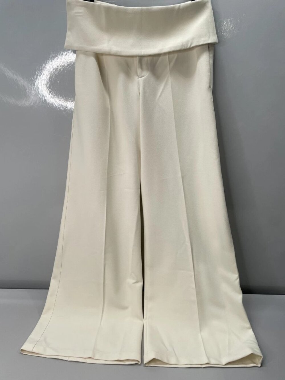 Arakii Womens Pants Off-White Size XS Sofia Low Waist Edge Wide Leg Trousers